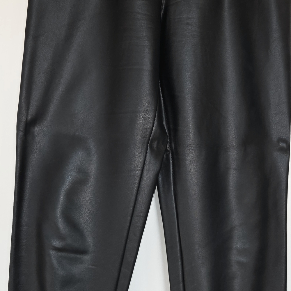 Black Faux Leather Joggers